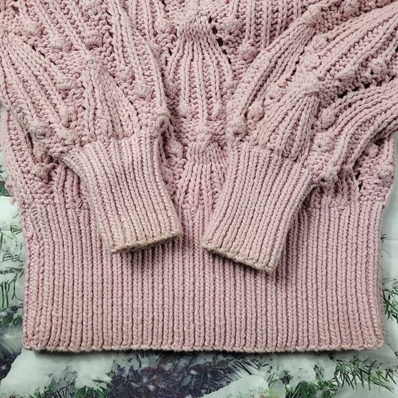 Vintage 3D Open Knit Pink Cotton Sweater Metropolis by Catharine Lover sz Large - Picture 10 of 14